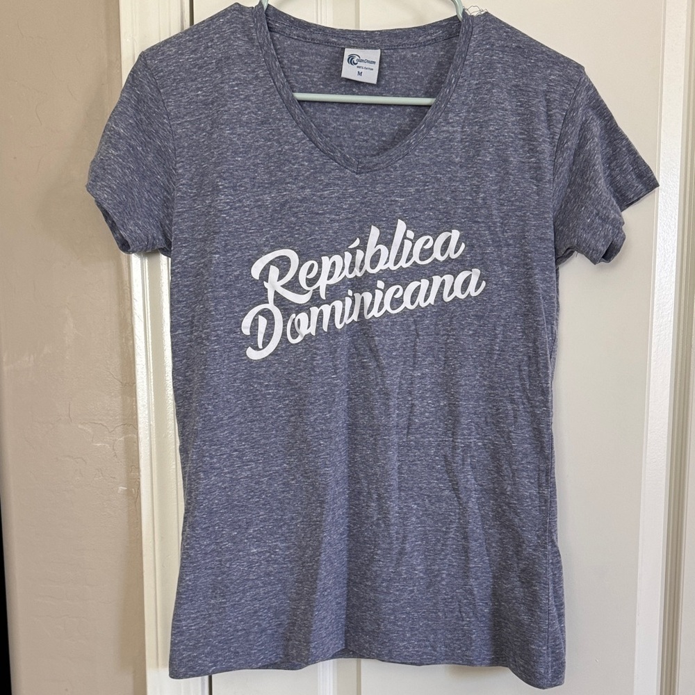 Dominican Republic Gray V-Neck T-Shirt / B7